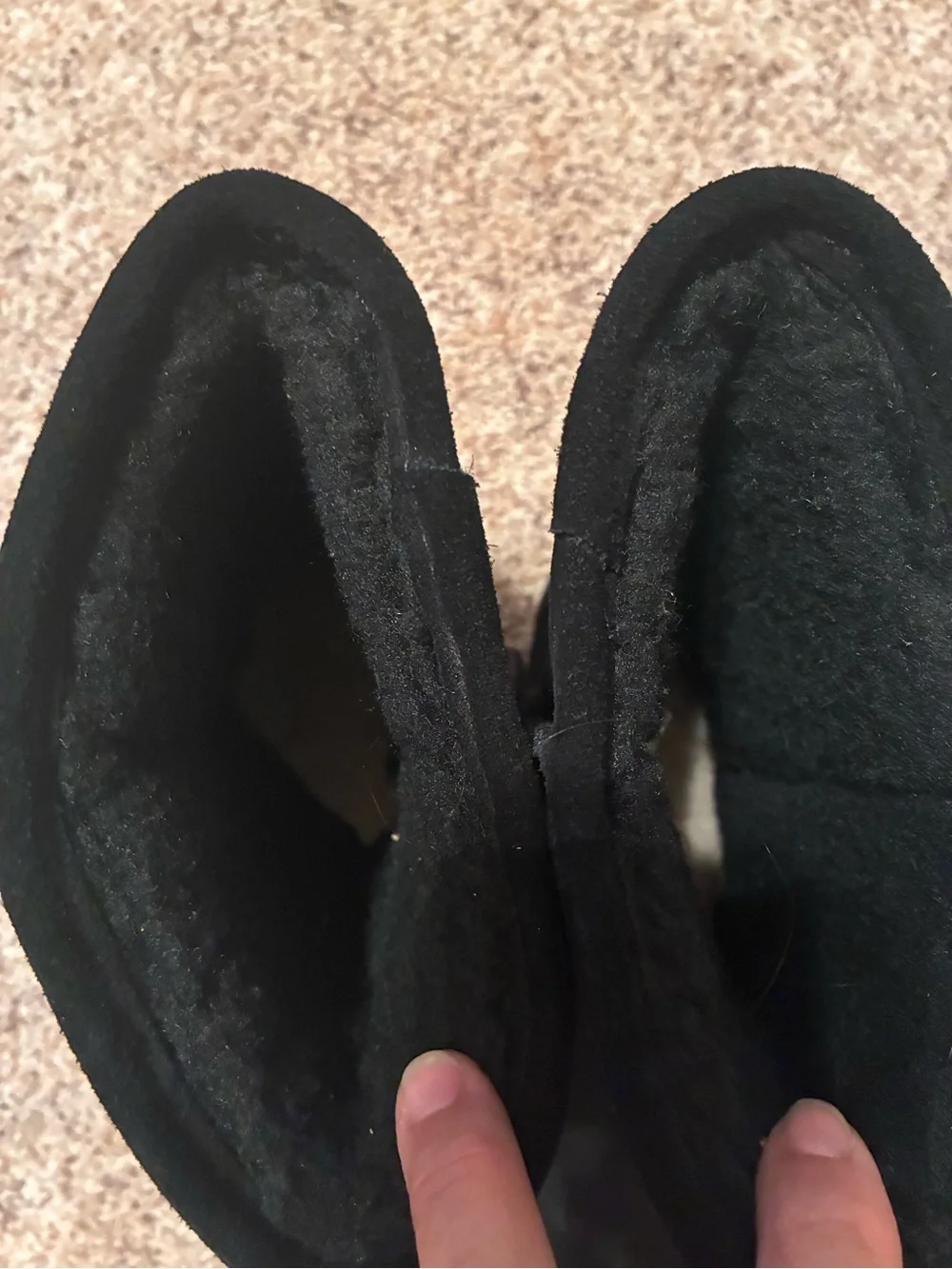 Bearpaw Short Black Classic Suede Boots Faux Fur Lining Size 9/10